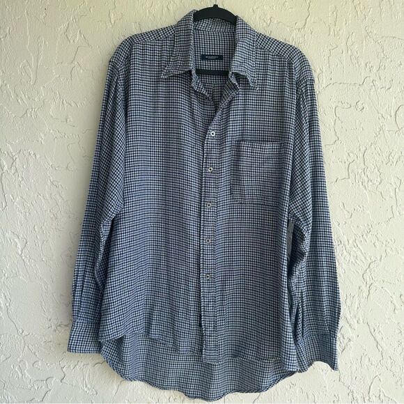 BURBERRY Shirt Men Large Vintage Herringbone Button Down Long Sleeve Cotton - Picture 2 of 10